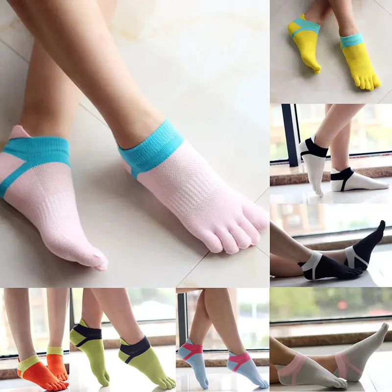 1 Pairs Summer Invisible Toe Socks Woman Girl Cotton Thin Solid Soft Shallow Mouth Breathable Deodorant No Show 5 Finger Socks