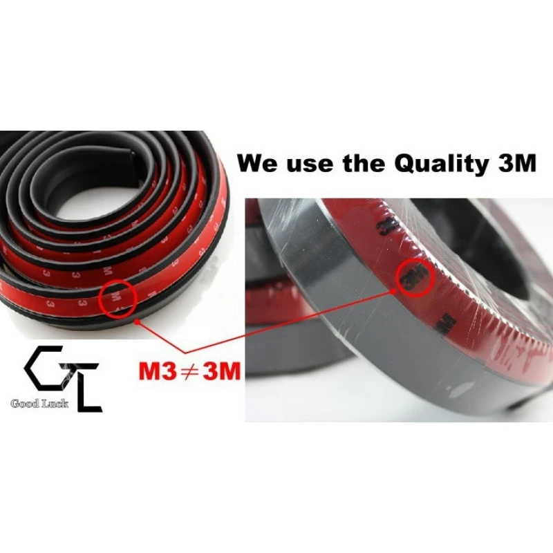 2.5M Universal 3M TPVC Front Bumper Lip Skirt Protector Front Bumper Strip Car Scratch Proof Adhesive Strip Rubber Bumpers