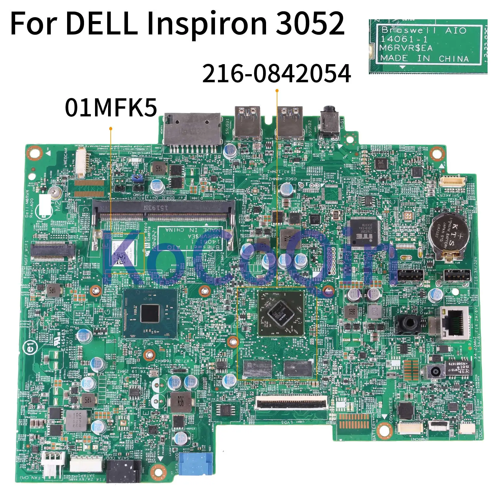 

KoCoQin Laptop motherboard For DELL Inspiron 3052 Mainboard CN-01MFK5 01MFK5 14061-1 M6RVR$EA SR2A7 216-0842054 2G