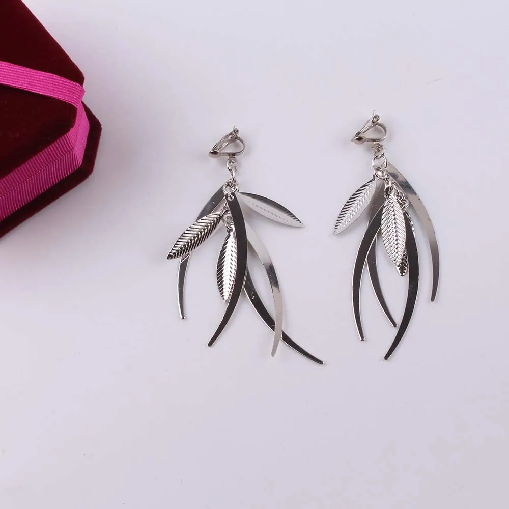 Metal Leaf Clip On Earrings Gold Engagement Wedding Bride New Arrival Fashion Jewelry For Women