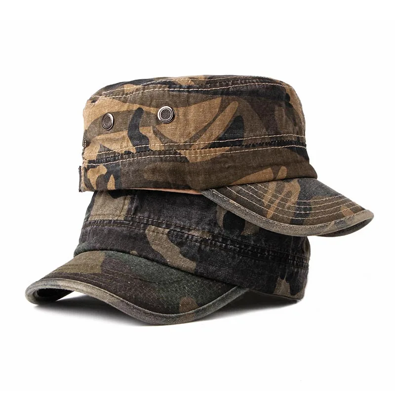 Military Hat Men Classic Camouflage Military Caps Army Cadet Hats Casual Cotton Adjustable Baseball Cap Flat Top Hat