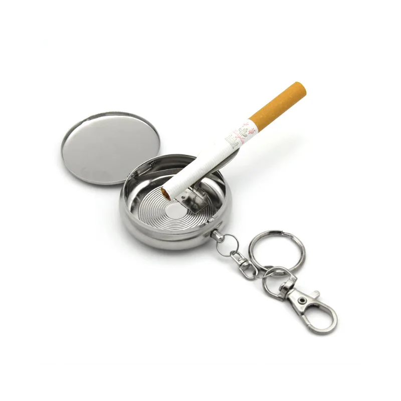 

Personalized Sealed Ashtray Portable Metal Mini Ashtrays For Travel Storage cigarette Butt Keychain Pendant Men's Gadget