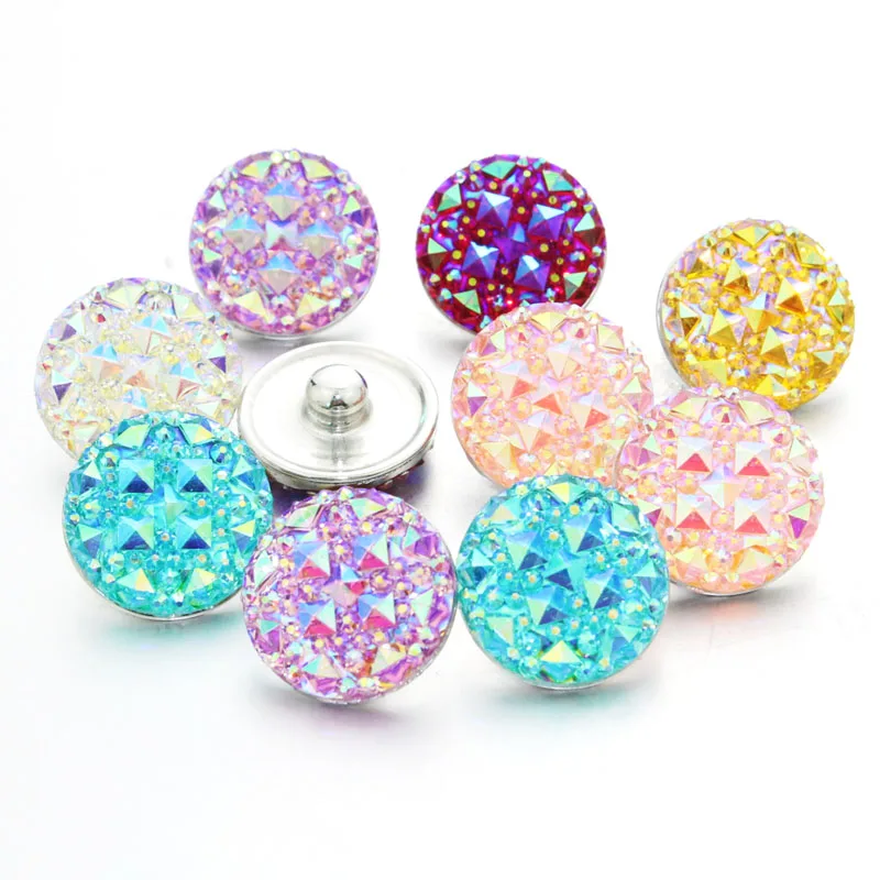 colorful 10pcs/lot mixing 18mm snap button jewelry Resin snap button pression bijoux watches women charm bracelet 050707