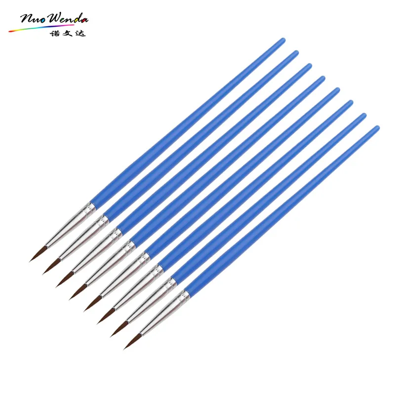 100Pc Artists Paint Brush Set Wood Handle  Miniature Detail Soft Acrylic Watercolor Brush Oil Drawing Round Pointed Tip