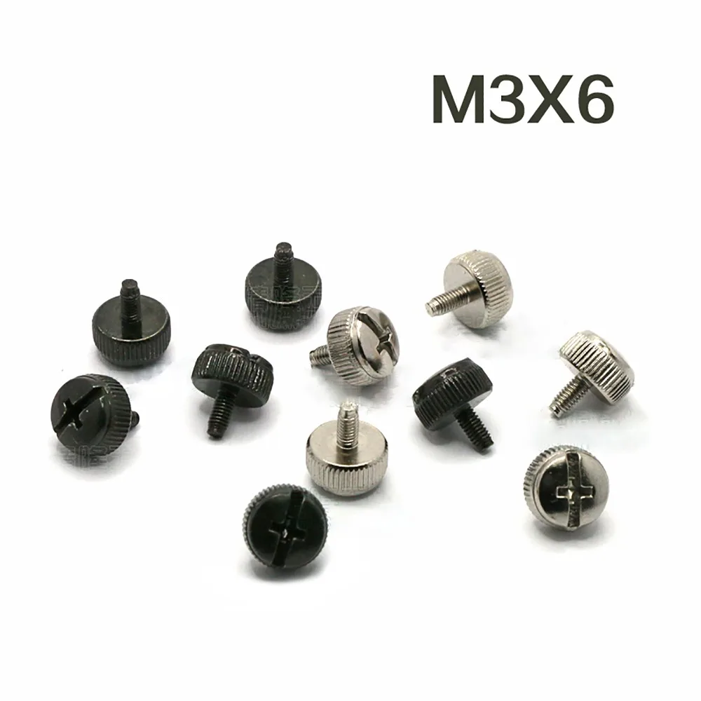 M3x6mm Nickel/Black Zinc Plated Handle Twist Adjust Screws Phillips Thumb Hand Screws Knurled Head Manual Adjustment Screws