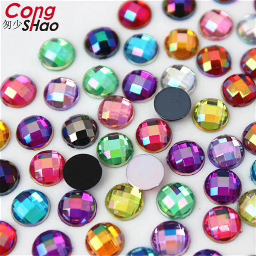 100pcs 6mm 3D Nail Art Round Stones flatback crystals Acrylic AB Rhinestone trim phone DIY not hotfix Face Decoration WC466