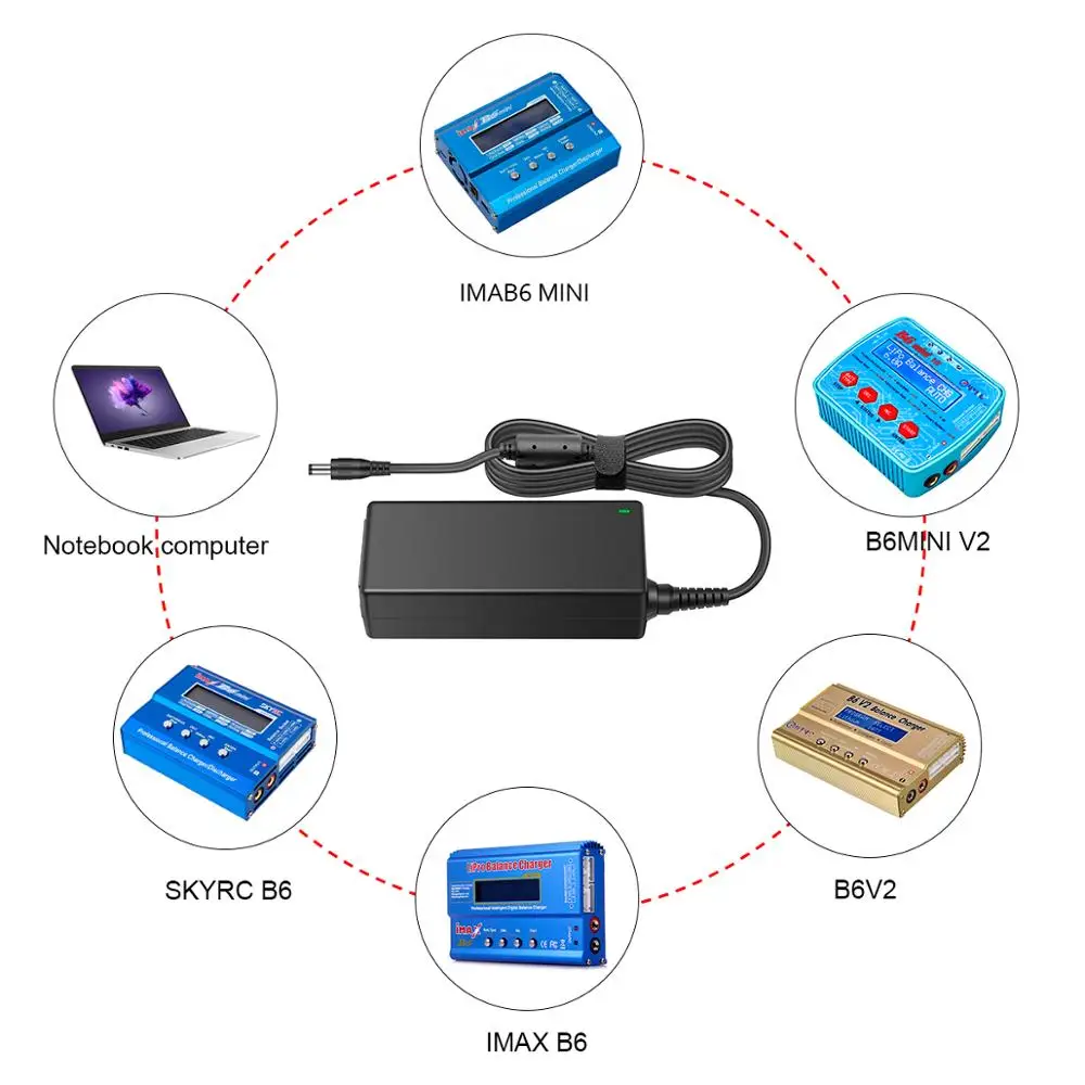 HTRC 15V 6A AC Adapter Power supply for RC Balance Charger 80W Imax B6 V2 Adapter  DC power