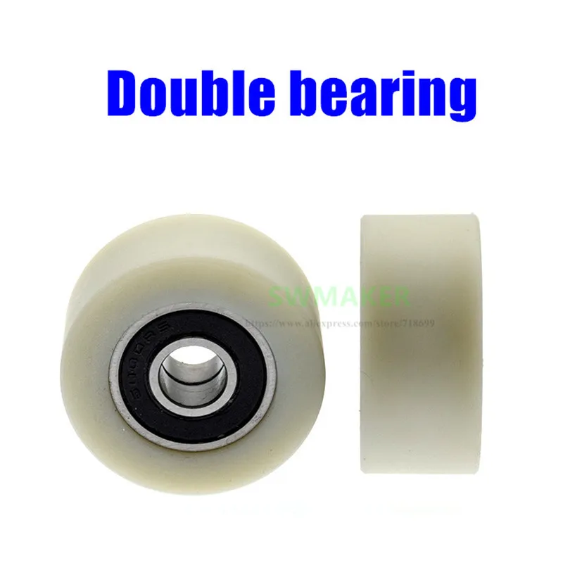 1 pcs 10*40 * PA66 18mm 6000 Rolamento Duplo Roda de Nylon, Resistente Ao Desgaste, automática de Rolamento Da Polia/Guia Da Roda/Roda Avião