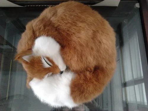 

simulation prone fox brown furry fur fox model large 27x27x12cm photography prop home decoration gift h1389