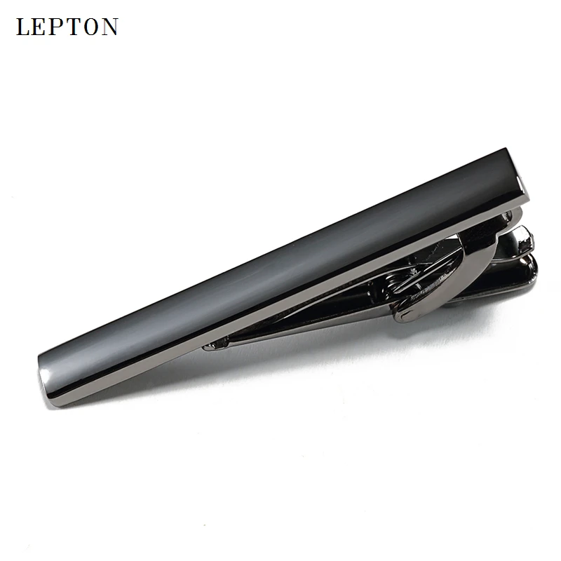 Lepton Men Bussiness Copper Necktie Tie Clips Top Quality Black Skinny Glossy Clasp Tie Bar Clasp Clip Clamp Pin for Mens Gift