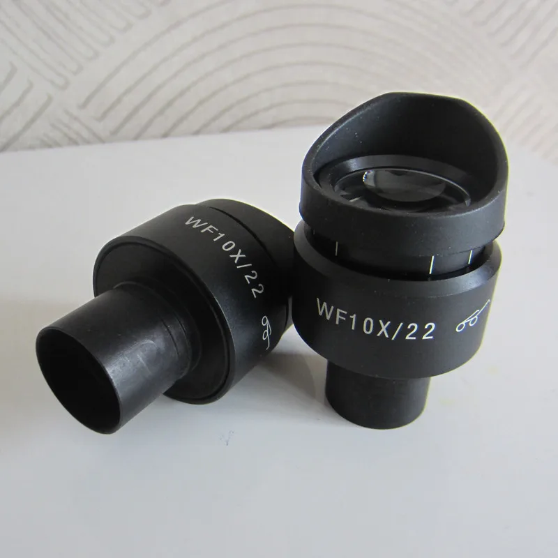 2pcs WF10X/22MM Adjustable Optical High Eyepoint Biological Microscope Eyepiece Lens with Rubber Eye Guards Cups