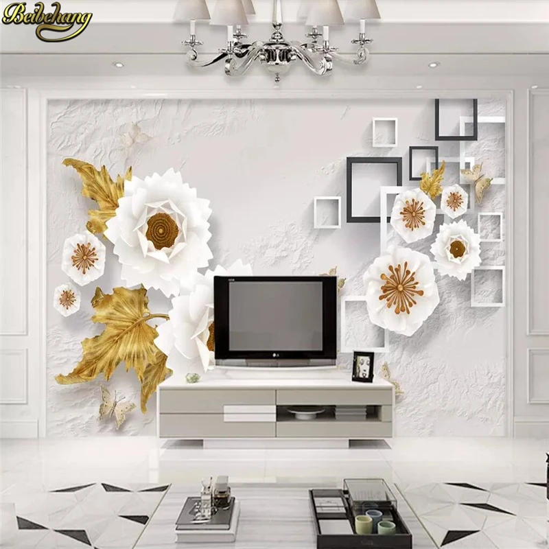 

beibehang Custom wallpaper mural 3D embossed flowers European retro jewelry TV background wall papers home decor 3d wallpaper