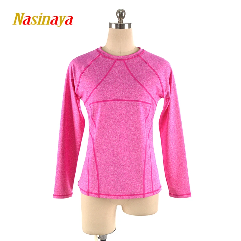 

Women's Training Competition Customized Figure Skating T-shirt Patinaje Rhythmic Gymnastics Round Neck Long Sleeve Top