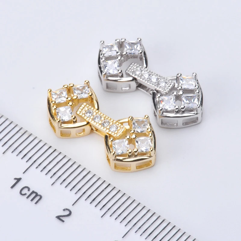 Square Design One Row Buckle S925 Sterling Silver Sweater Clasp Women Long Necklace/Bracelet Hooks DIY Accessory Findings