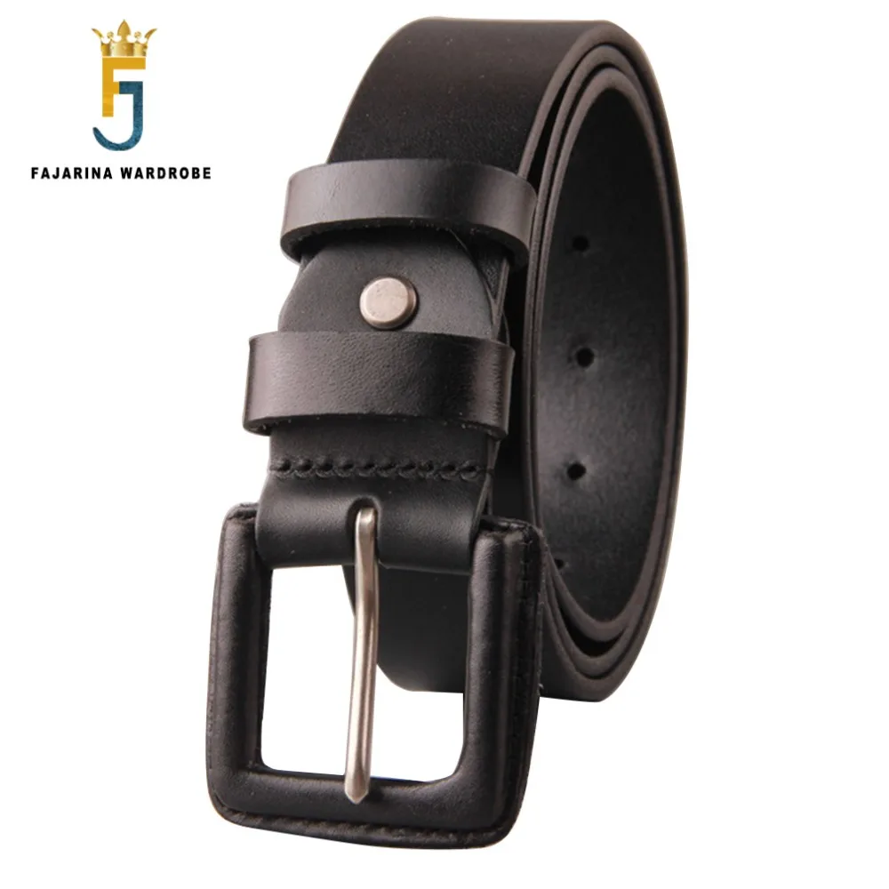 FAJARINA Unisex Quality Unique Retro Belts Jeans Geunine Leather Cover Alloy Buckle Cow Skin Belt  for Men Women N17FJ185