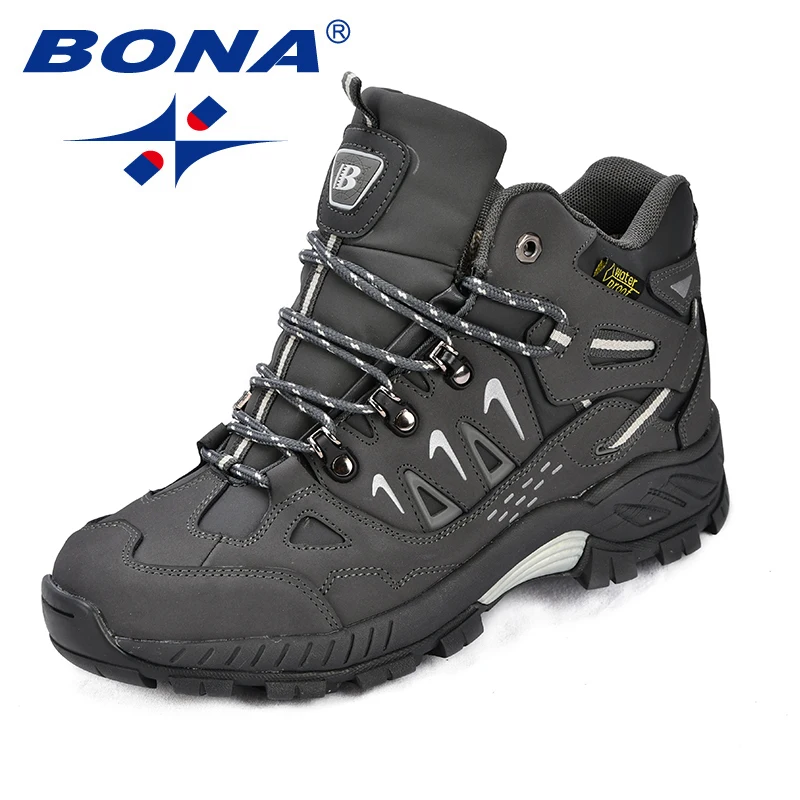 BONA New Classics Style Men Hiking Shoes Action Leather Men Athletic Shoes Lace Up Outdoor Men Jogging Sneakers