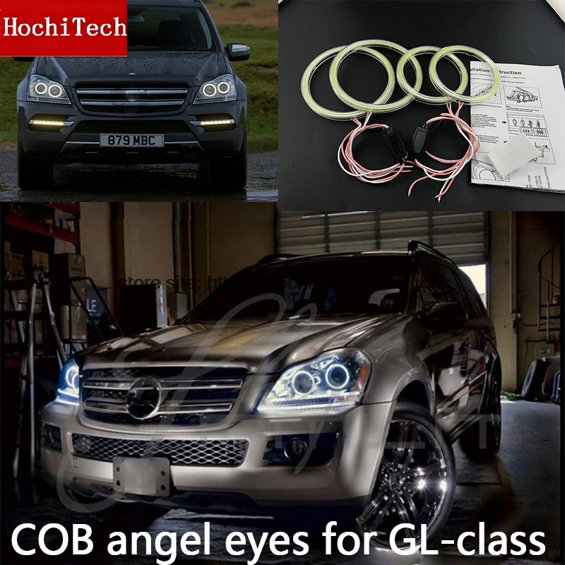 For Mercedes-Benz GL-Class X164 GL450 2007-2012 COB Led day Light White  Cob Led Angel Eyes Ring Error Free Ultra bright