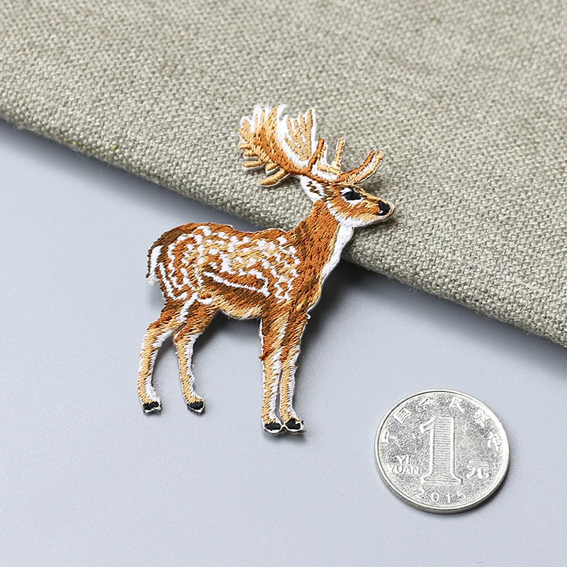 Sika deer patch for dress hat bag DIY animal cloth patches for small hole on coat adhesive iron on clothing sticker