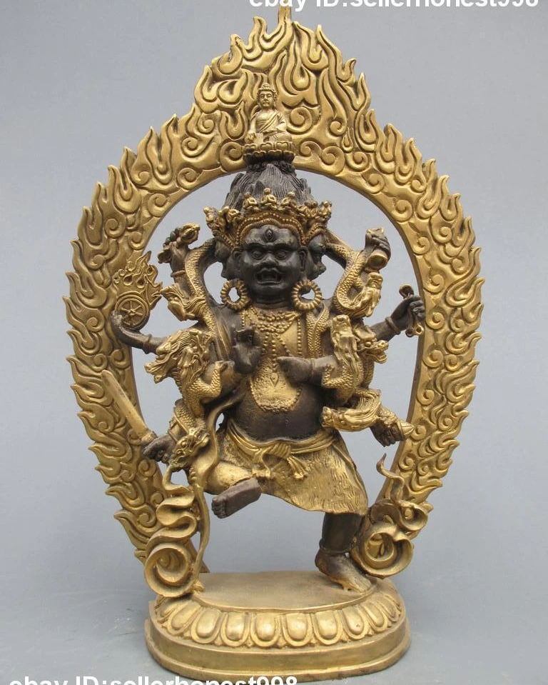 

Tibet Buddhist dragon Vajra Krodha Mahabala Ucchusma Buddha Bronze statue