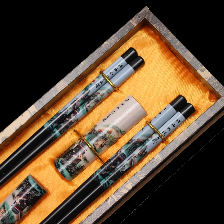 Essstäbchen aus Holz, Geschenkbox, Hochzeitsgeschenke, chinesische Merkmale, Überseegeschenke, Essstäbchen aus Holz, Essstäbchen-Set, Holzküche – Detail 5