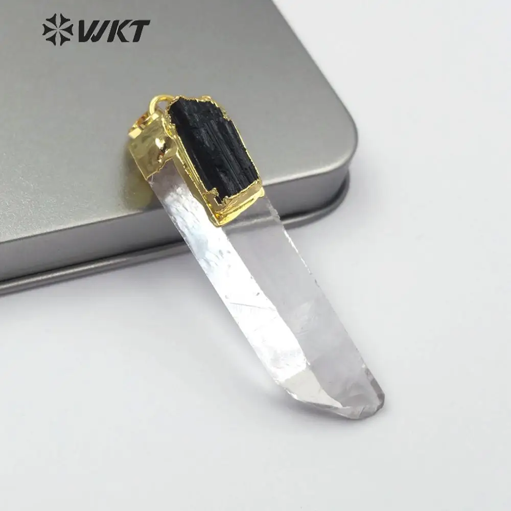 

WT-P1447 Оптовая продажа: Прекрасный кулон из натурального камня (кристалл кварца с черным турмалином) для создания украшений своими руками, высокое качество
