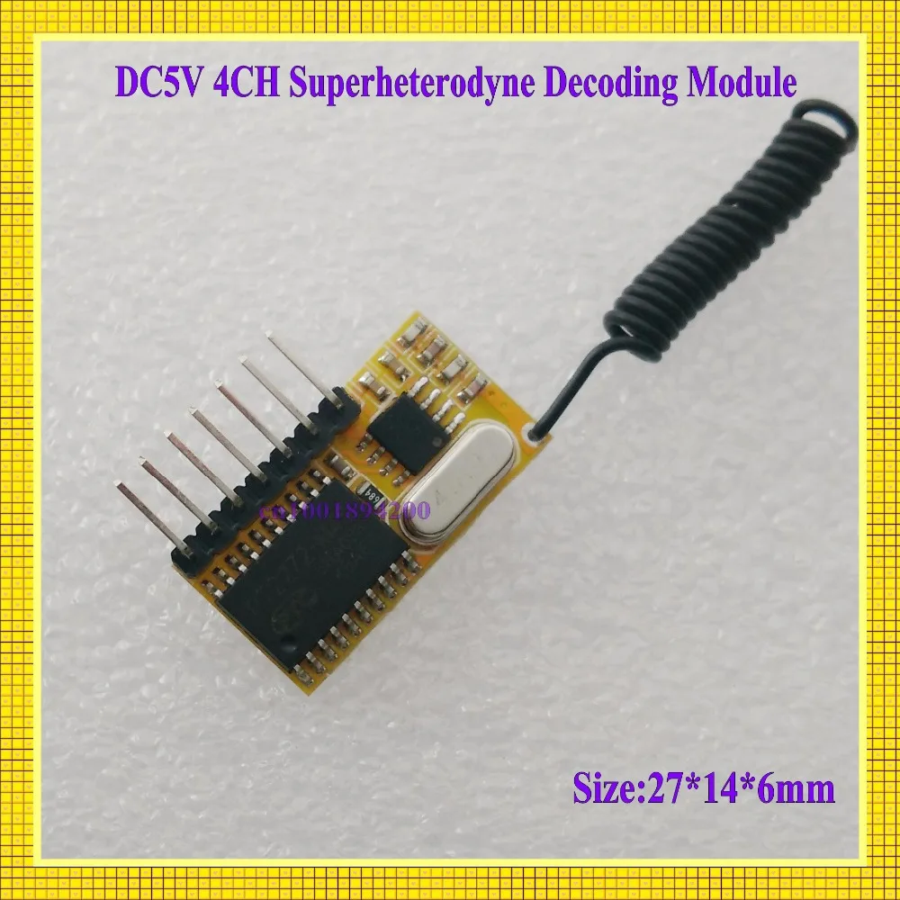 DC 5V 4CH Superheterodyne Decoding Receiver Module High Level Signal TTL PT2272 RF RX Module Fixed Code Momentary Remote Control