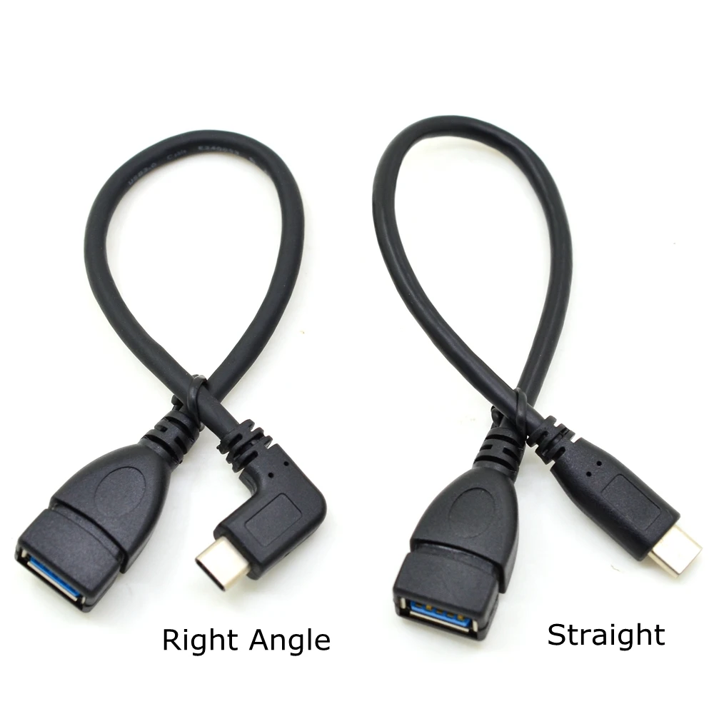 25CM Elbow USB 3.1 Type-C male to USB 3.0 A female OTG extension cable USB-C for Macbook Pro, Samsung Note 8, Dell XPS 15, etc,