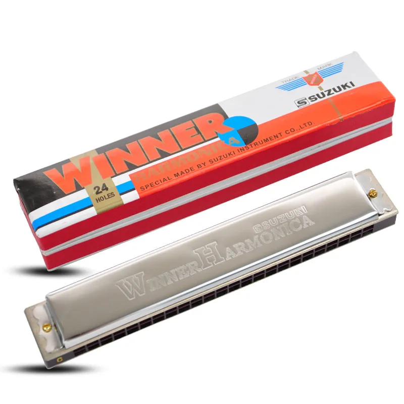 SUZUKI Winner-24 / W-24 24-hole Tremolo Harmonica Key of C Beginner Playing - 3 OCTAVE