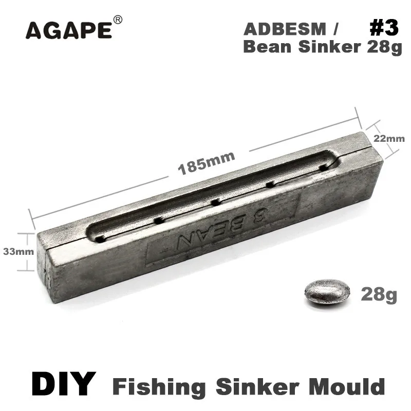Agape DIY Fishing Bean Sinker mold ADBESM/#3 Bean Sinker 28g 5 cavità