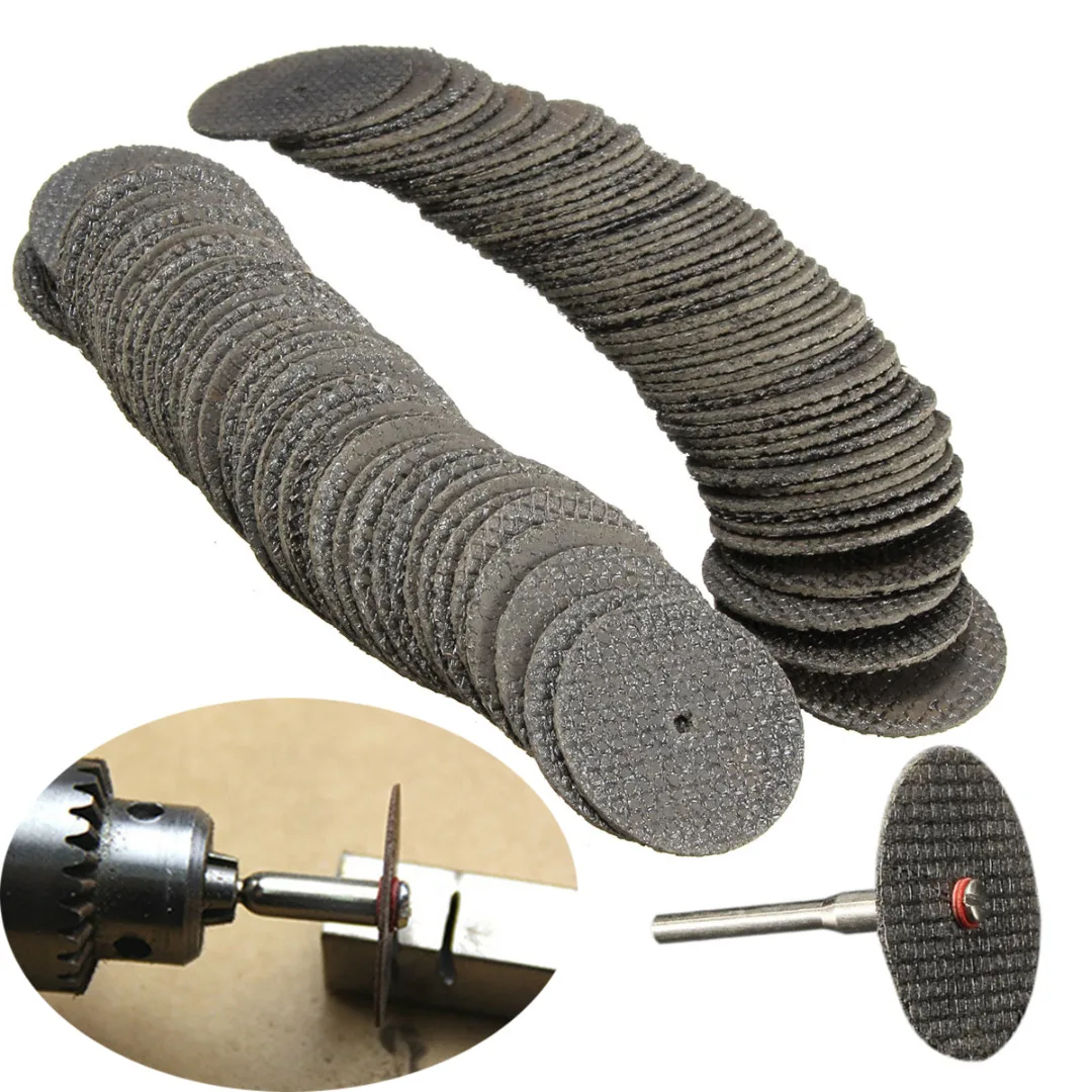 

1set 100pcs 32mm Fiberglass Reinforced Cut Off Wheel Discs Rotary Tool + 1pc Mandrel Tool accessories