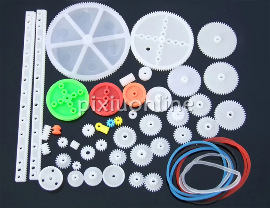 43pcs/bag K1000 Several Different Plastic Gears and Worms and Belt Pulleys Handmaking Parts Free Shipping Russia