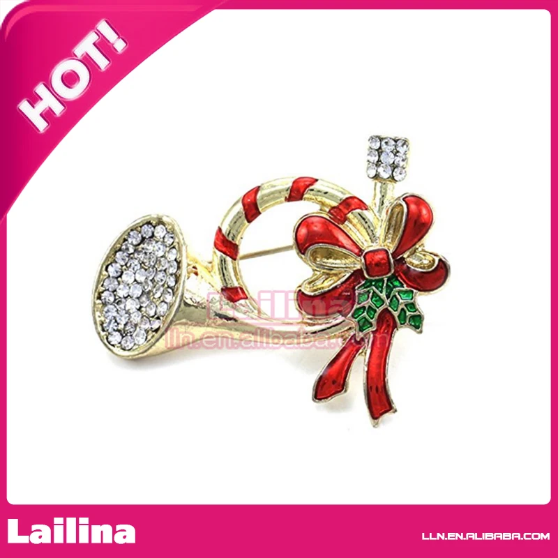 

100pcs/lot Free Shipping Christmas Brooch Pins With Clear Rhinestone Brooch Xmas Gift