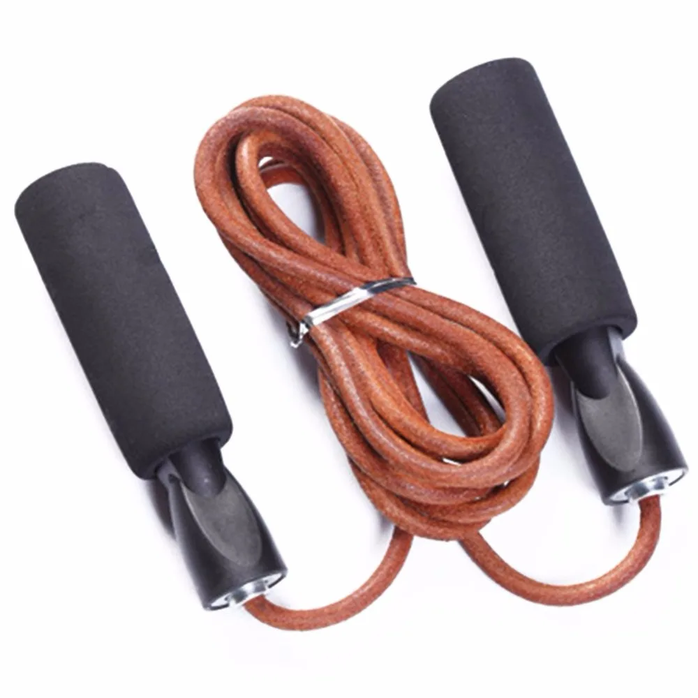 Professional Cowhide Jump Rope Crossfit Fitness Boxer Training Skipping Rope Weightloss Workout Excercise Boxing MMA Jumprope