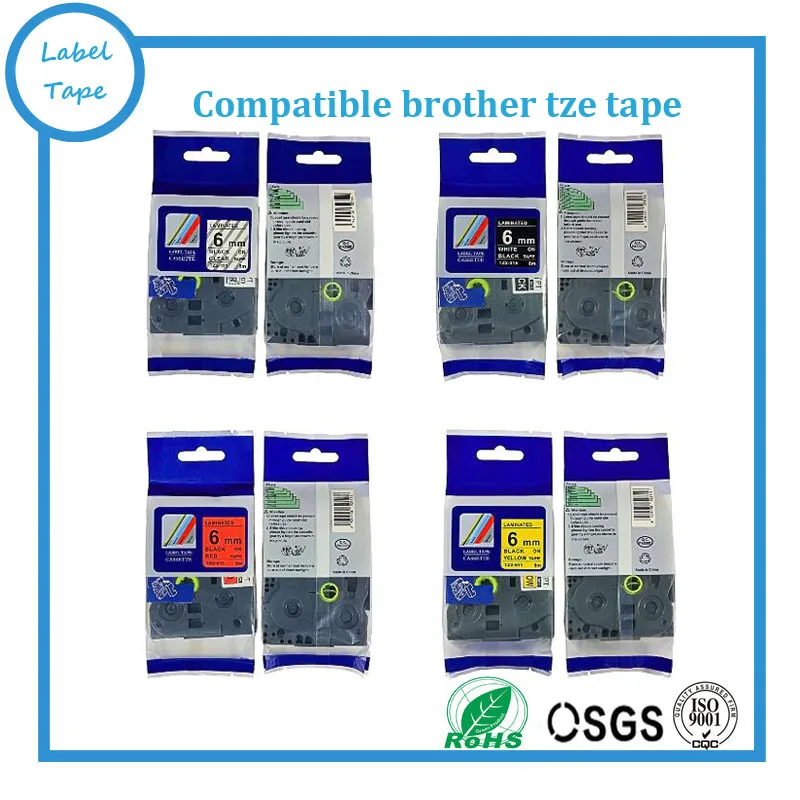 5PK cinta TZe de colores mezclados ofrecida TZe211 TZ-411,TZ-511,TZ111,TZe611,TZe cinta de etiquetas de 6 mm para impresora táctil p