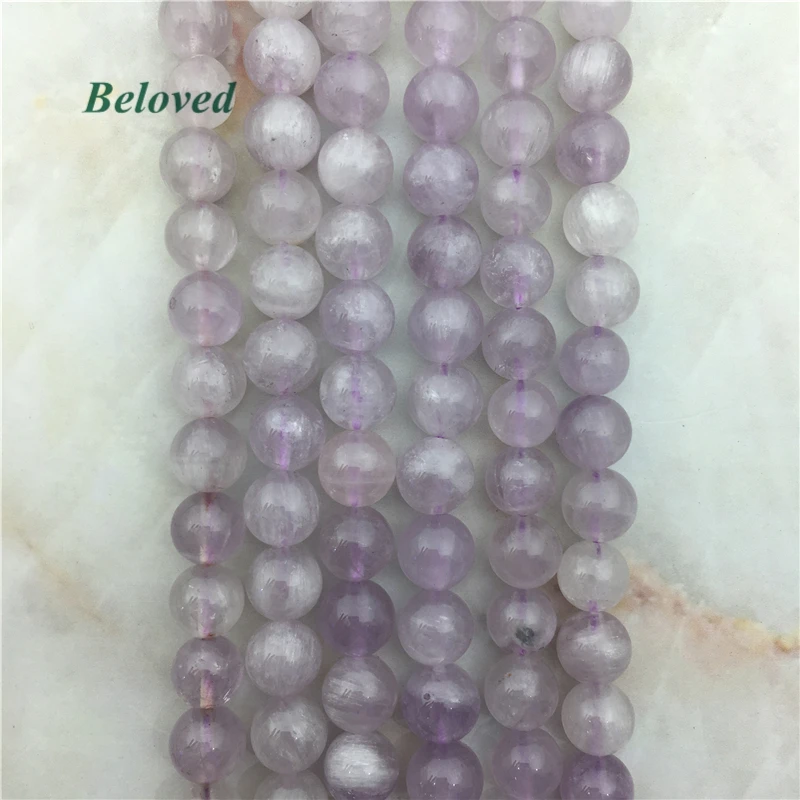 

High Quality Round Mauve Jades Loose Beads,15.5" Strand Smooth Purple Jades Crystal Gems Drilled Bead For Jewelry DIY, BG18135