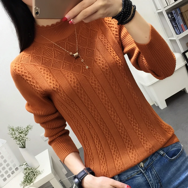 2024 NEW Winter Women Cashmere Sweater Half-high Collar Pullover Bottom Knit Sweater Short Style In Autumn And Winter Sweater