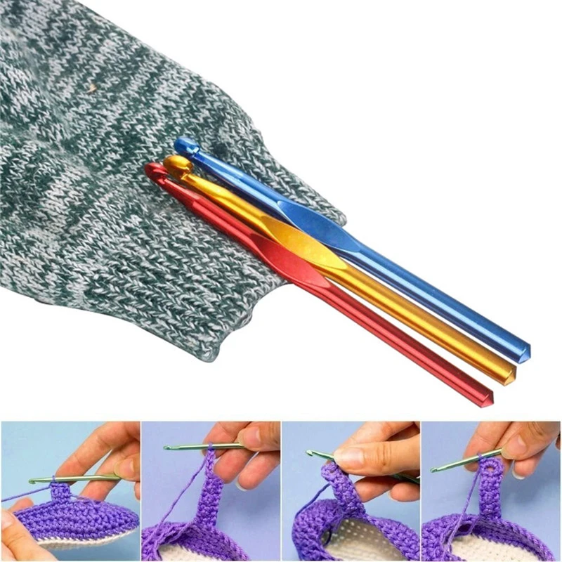 KOKNIT 1 szt. Aluminiowe szydełko Multicolor mieszane 2-10mm igły dziewiarskie hak DIY Craft przędza igła do szycia na prezent dla mamy — zdjęcie 4