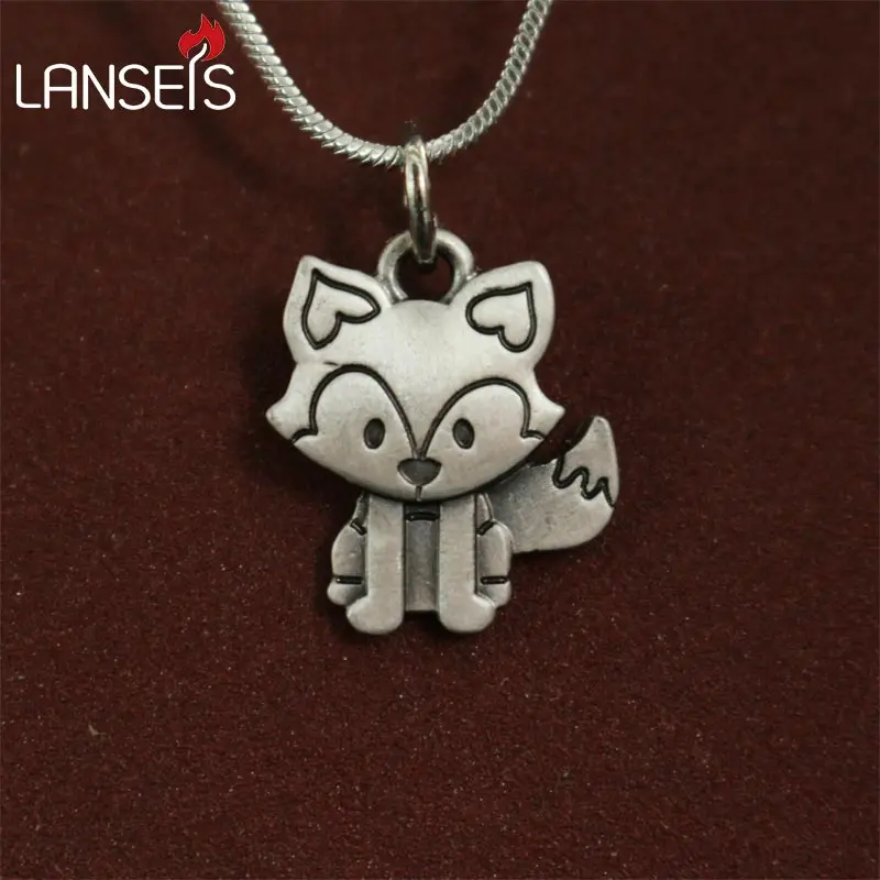 

lanseis 20pcs wholesale Cute tiny fox Necklace pendants for women necklace Animal jewelry Simple necklaces gift for friend