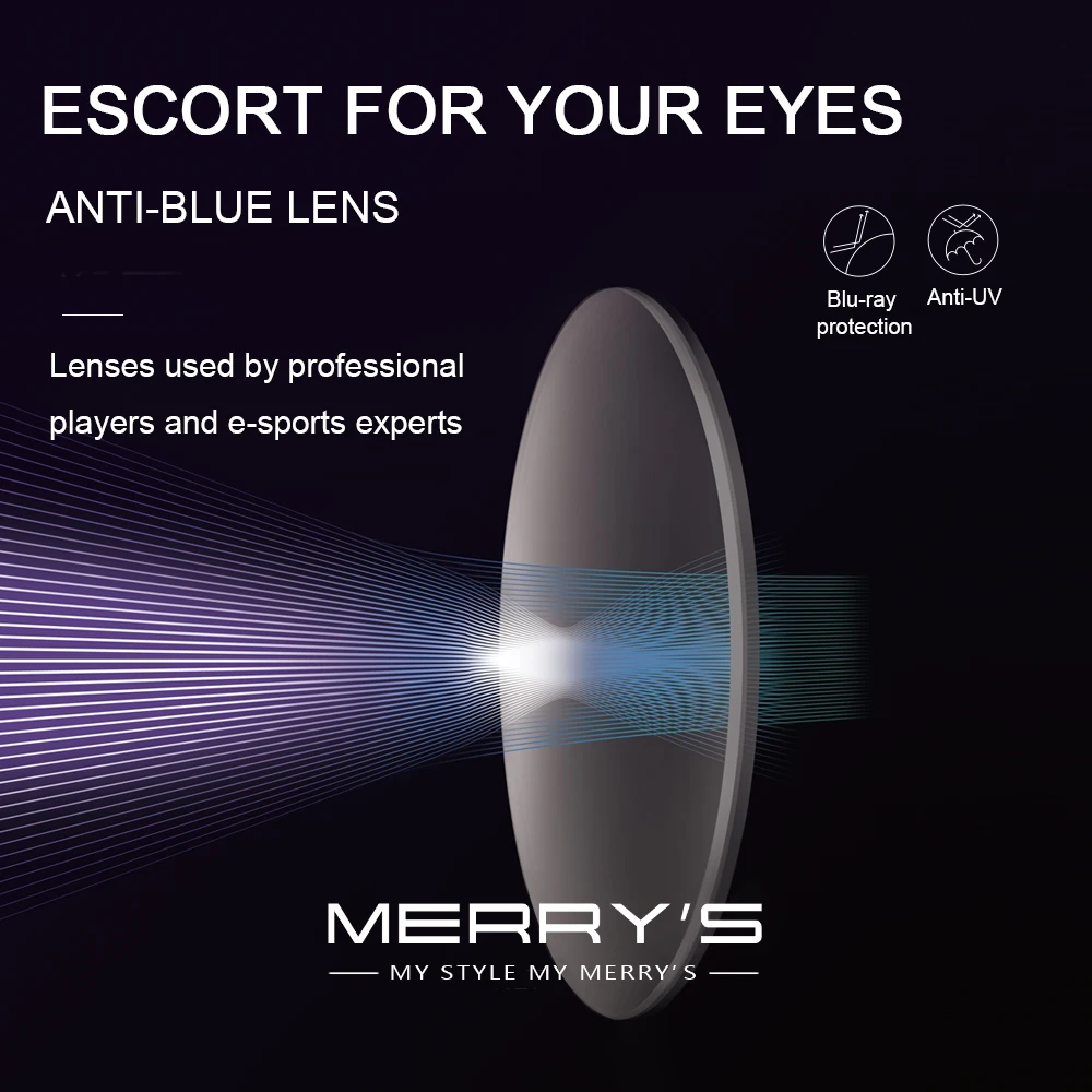 Merrys Anti Blue Light Series 1.56 1.61 1.67 Optik Lensa Anti-Blue Light Kacamata Lensa Miopia Tipis HMC lensa