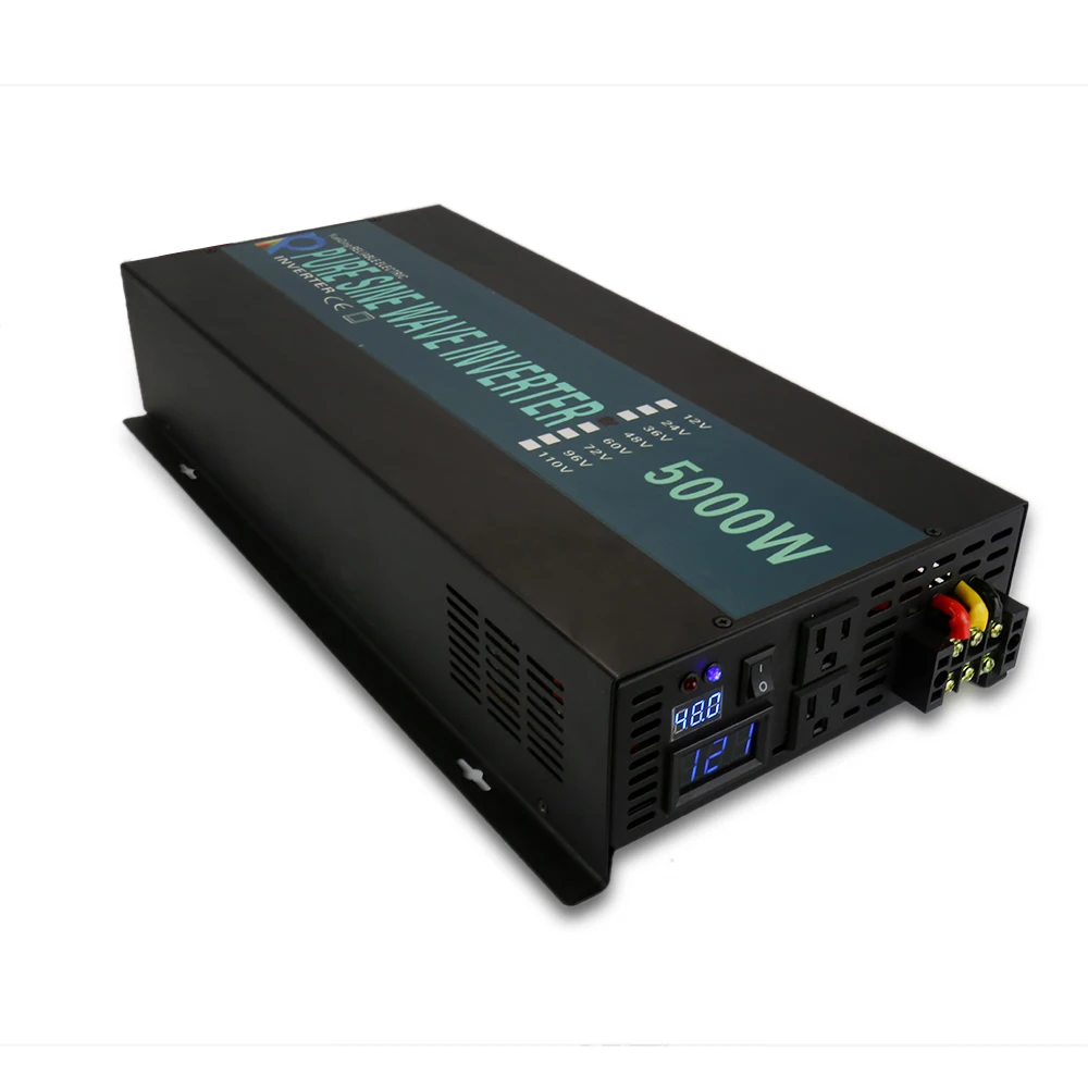 

5000w Pure Sine Wave Solar Power Inverter Dc 12v 24v 48v To Ac 120v 220v Controller Converter Charger Off-grid Home Display Car