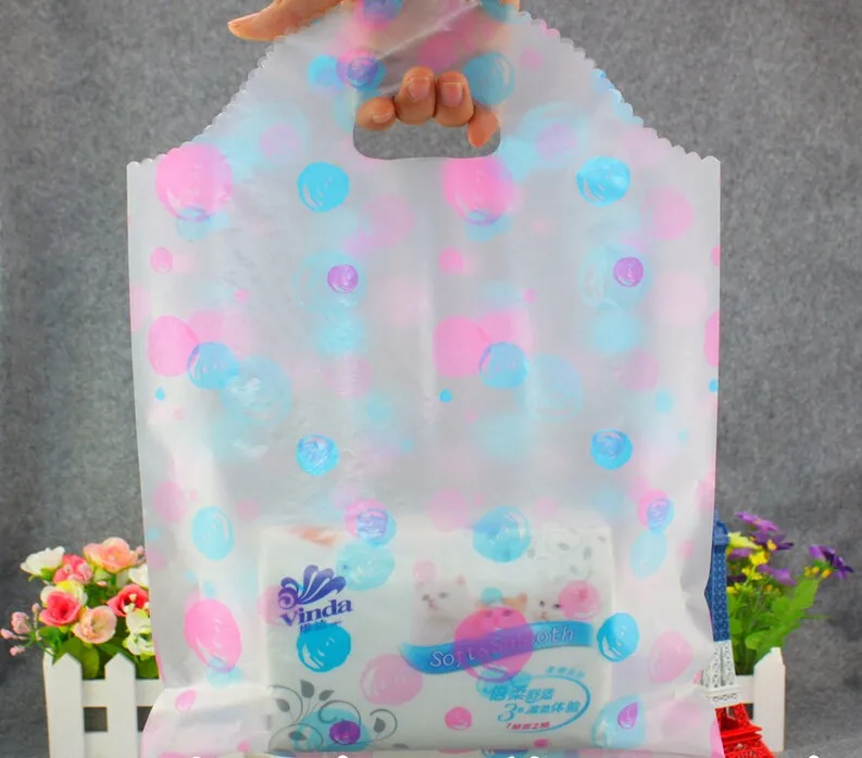 45pcs 4 sizes boutique plastic bag with handles,small large gift plastic shopping bag wholesale packaging plastic bag