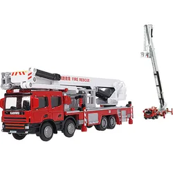 KAIDIWEI Scale 1:50 Ladder Fire Truck Toy Collectible Model Car Trucks Toys For Children