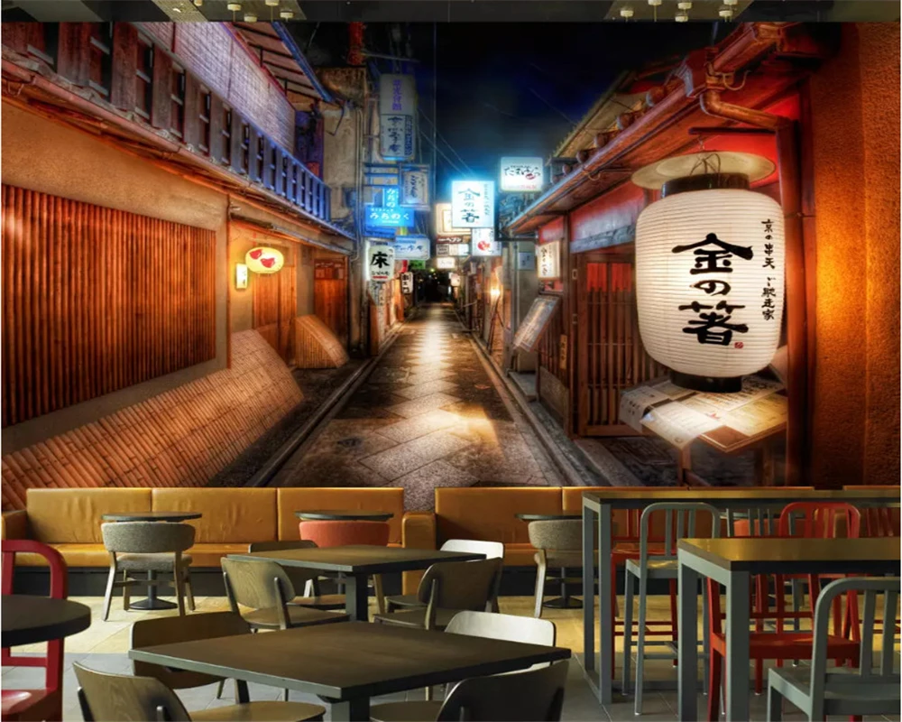 beibehang Retro Street Japanese Restaurant Personality Decorative Painting papel de parede 3d Wallpaper Restaurant Background