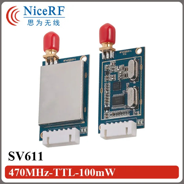 2pcs/lot 470MHz TTL Interface 100mW Si4432 GFSK Wireless Module SV611 with 2pcs Rubber Antenna and 1pc USB Bridge boad