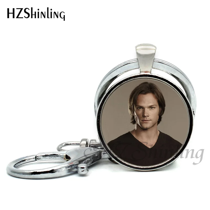 2017 New Arrival Supernatural sam Pendant Keychains Steampunk Jewelry Glass Cabochon Sam Supernatural Key ring Wholesale