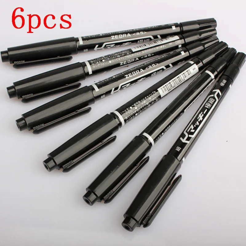 6pcs/set Tattoo Skin Marker Pen Piercing Marker Dual-tip Position Surgical for Eyebrow Permanent Makeup Body Art Scribe Tool