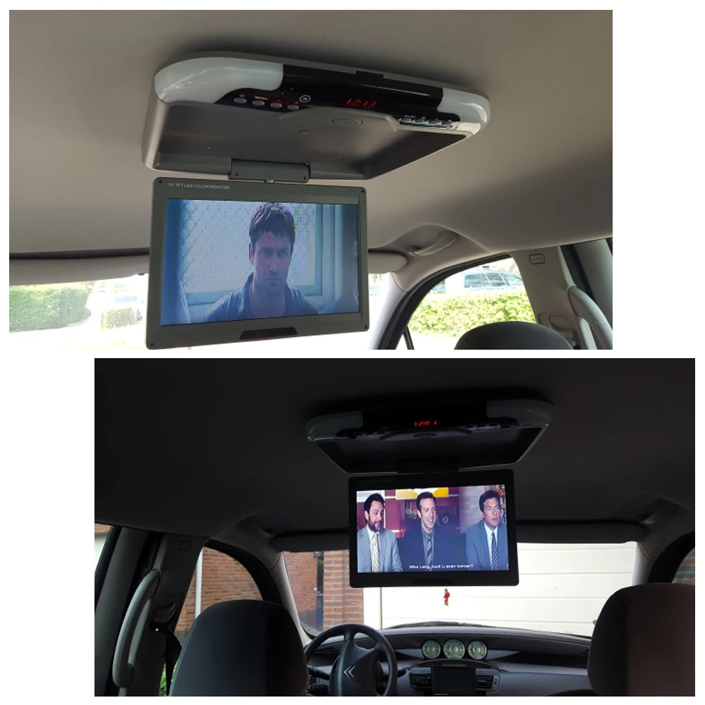 13 Inch LCD TFT Car Ceiling Monitor Flip Down Roof Mount LED Digital Wide Screen Monitors