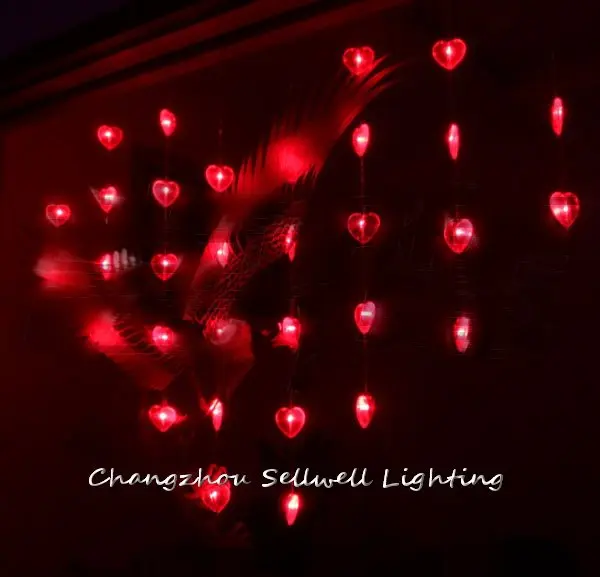 

Great!holiday Lighting Showcase Crystal Curtain Decoration 0.95*1.2m Red Heart Bead Lamp H062(6)