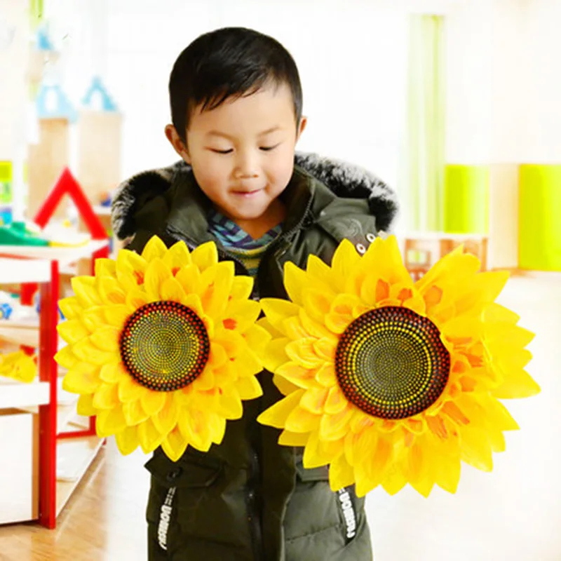 Big Size Artificial Flowers Silk Sunflower Yellow Polyester For Child Student Games Show Dance Props Performance