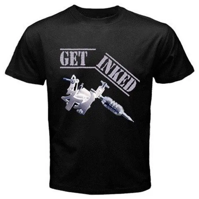 New Brand Hot Get Inked Pro Tat Tattoo Gun Machine Needle Kit Artist Design Black T-Tee Shirt R99  Tee Shirt